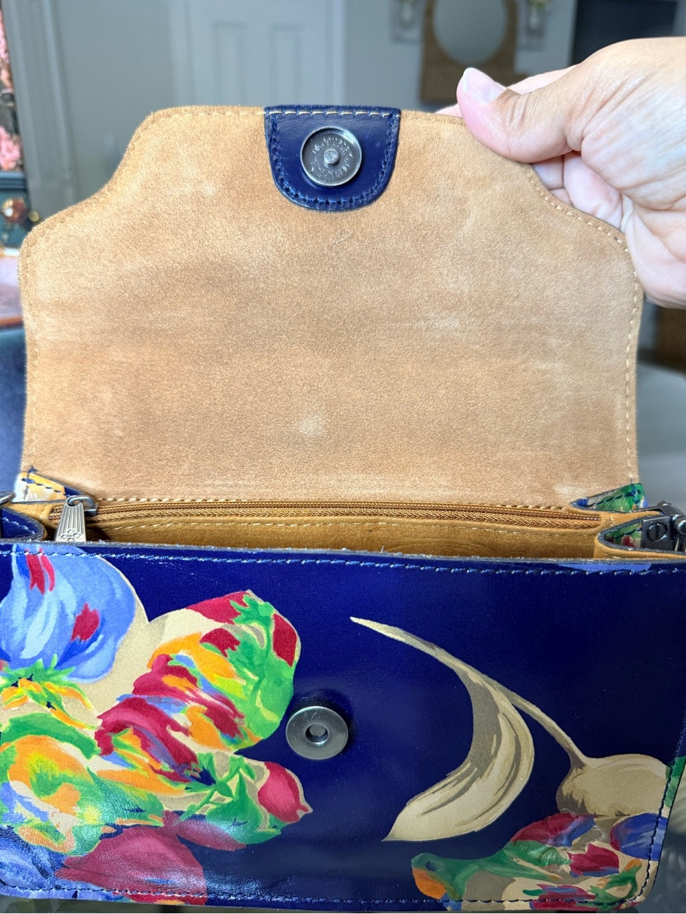 Patricia Nash Multicolor Floral Navy Top-Handle Satchel - Picture 5 of 7